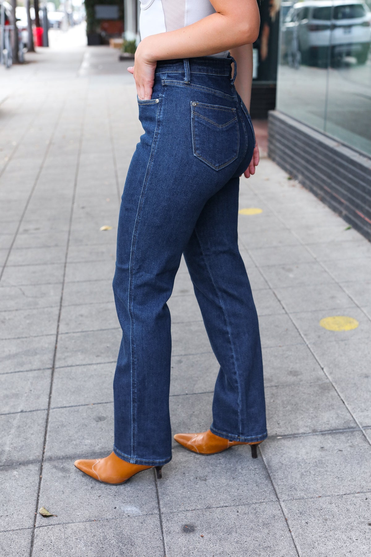 Judy Blue Dark Wash High Waisted Straight Fit Jeans