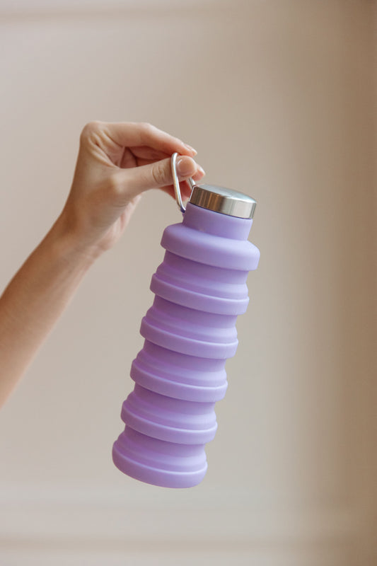 Collapsing Silicone Water Bottle in Purple